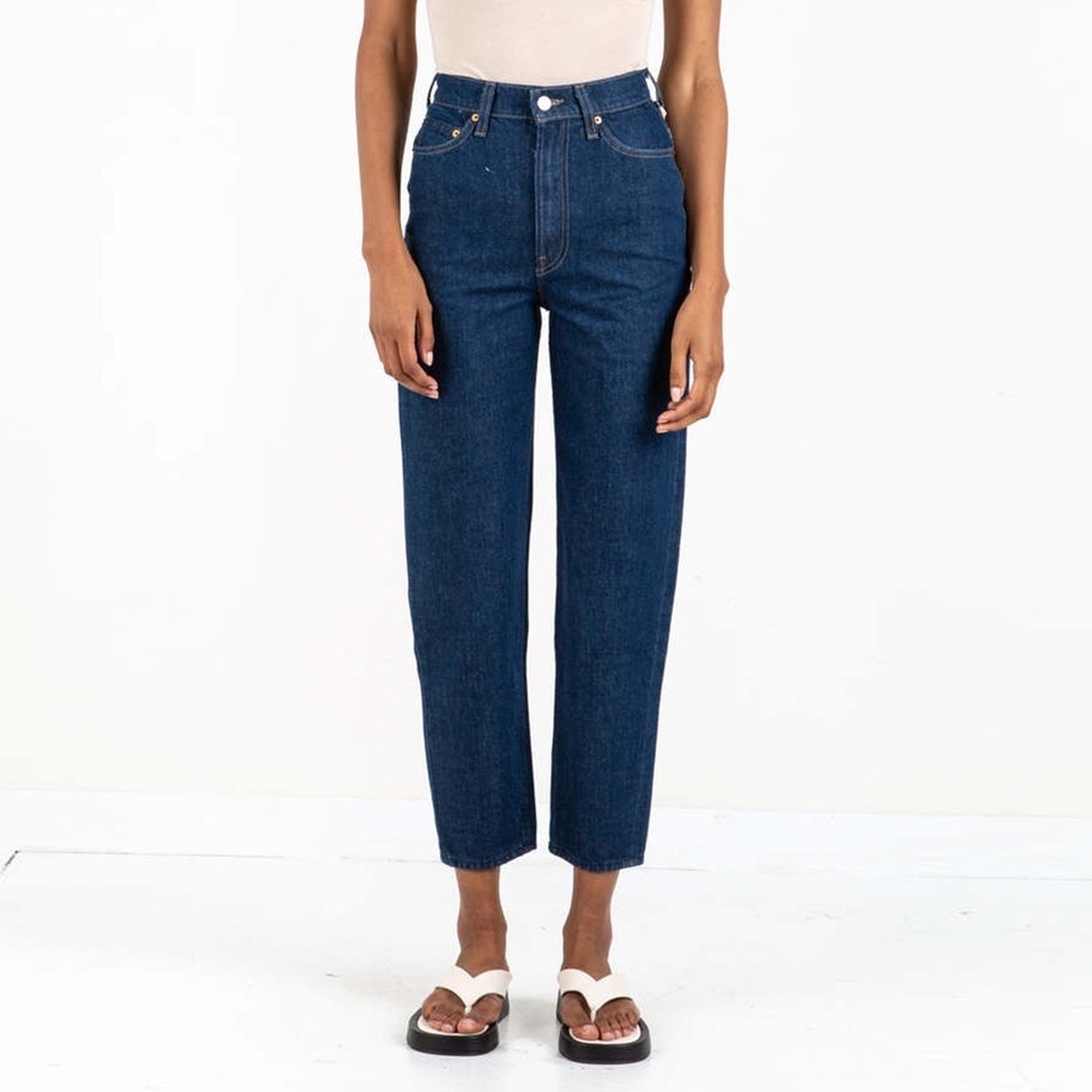 MOTHER Dark Blue High-Rise Straight Jeans